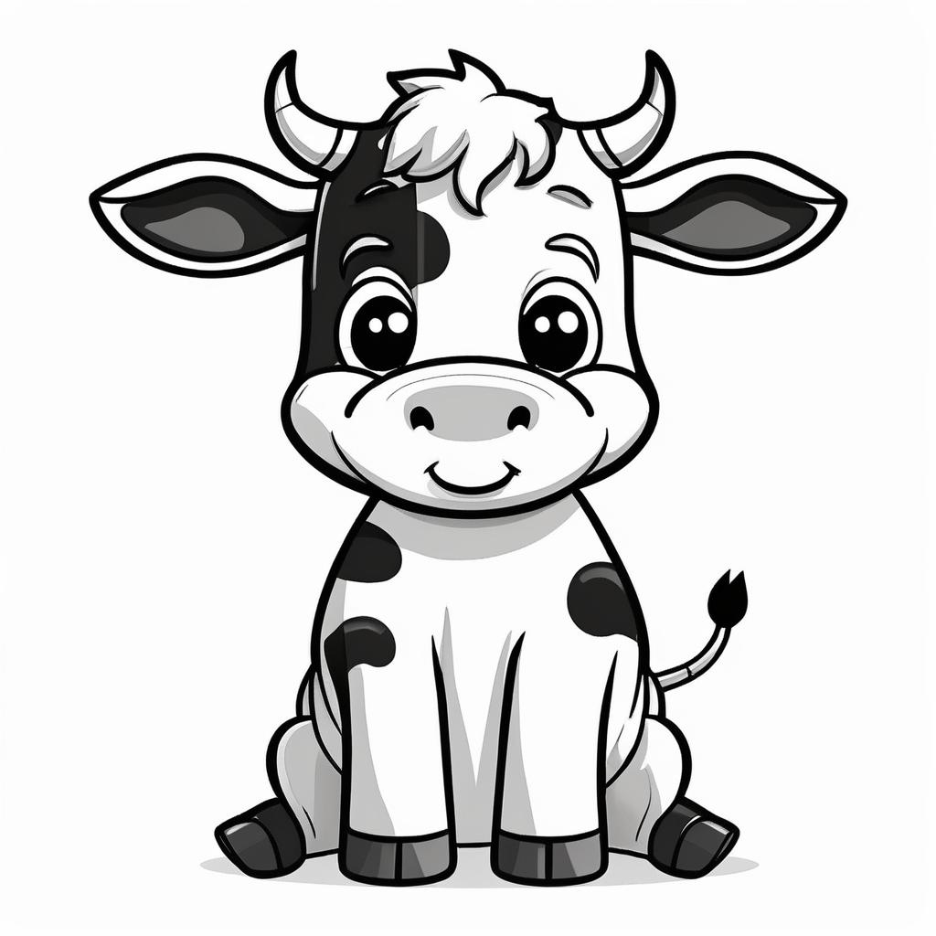Adorable Cow Coloring Page Coloring Page for Kids – Free Printable